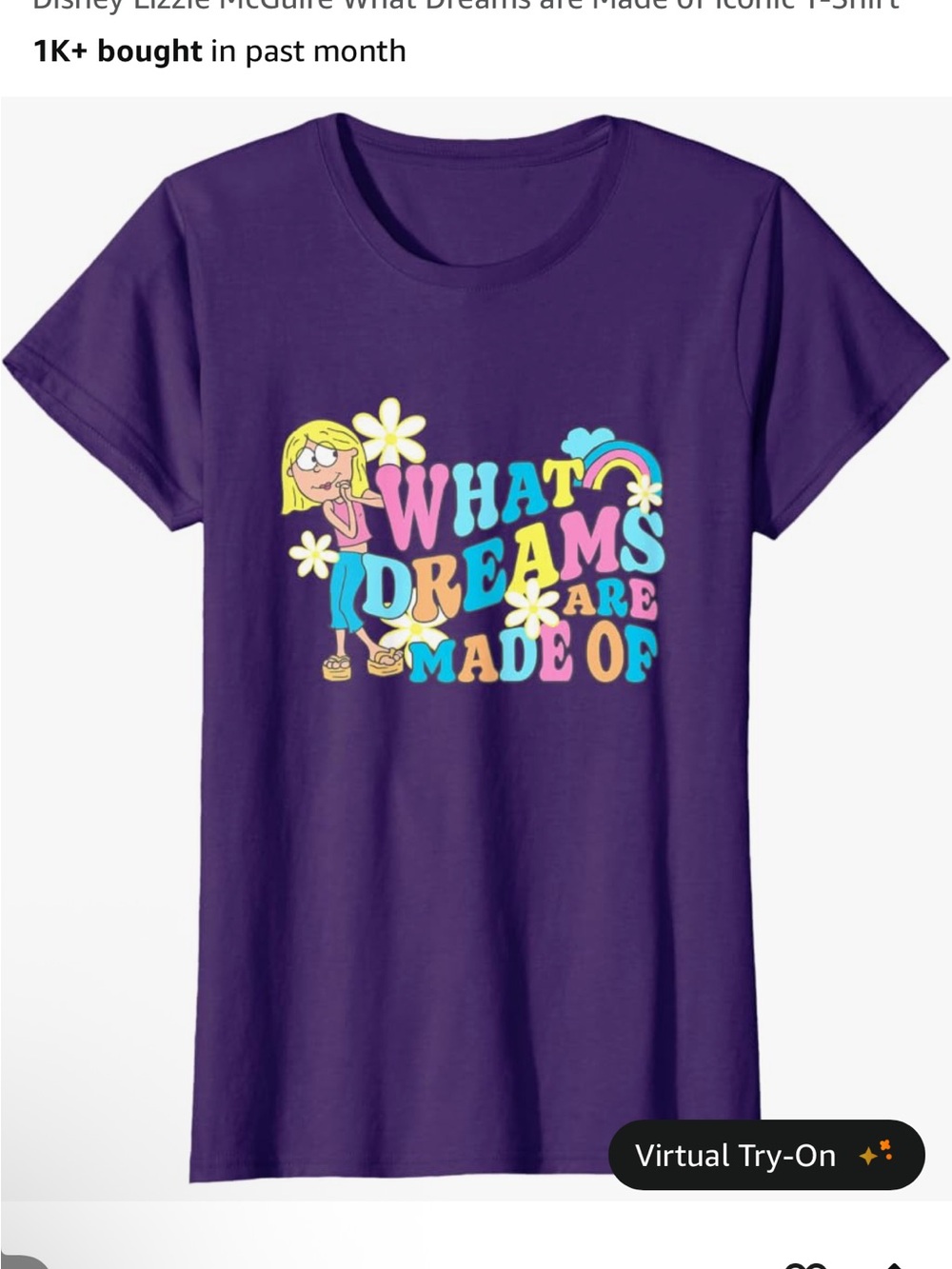 Disney Purple Short-Sleeve Tee with Colorful 'What Dreams Are Made Of' Graphic